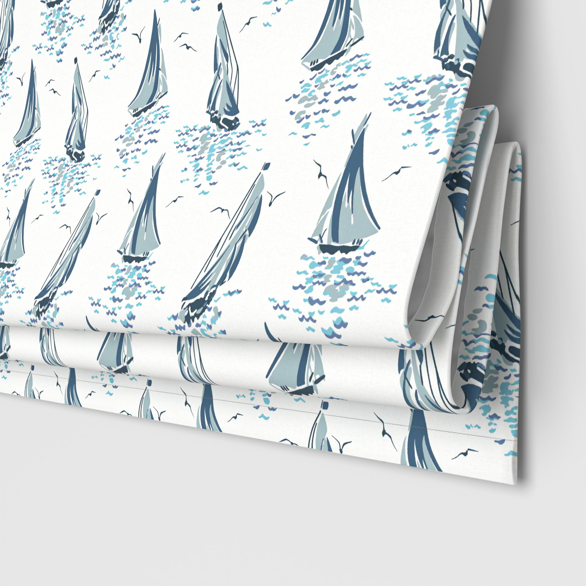 Laura Ashley A'hoy Sail Boats Blue Motorised