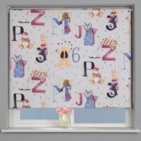 Alphabet Blackout Roller Blind White