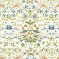William Morris Strawberry Thief Embroidery Fabric Apple Blue