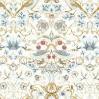 William Morris Strawberry Thief Embroidery Fabric Denim