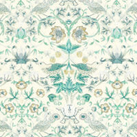 William Morris Strawberry Thief Embroidery Fabric Teal