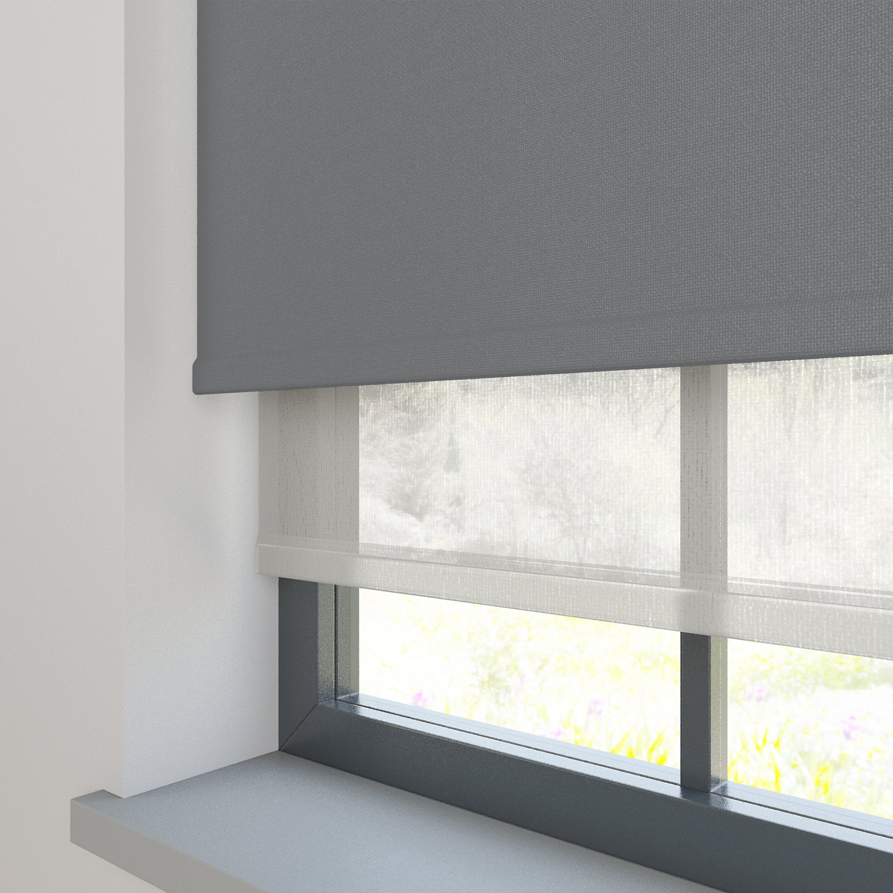 Amor Shark Grey with Haze Soft Grey Double Roller Blind