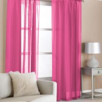 Slot Top (Pair) Ready Made Voile Curtains Cerise